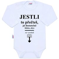 NEW BABY body s dlouhým rukávem ..vyměnit plínku.. bílá vel. 50