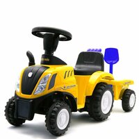 BABY MIX dětské odrážedlo traktor s vlečkou a nářadím NEW HOLLAND žlutá