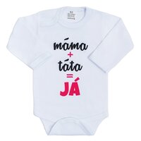 NEW BABY body s dlouhým rukávem máma+táta=JÁ růžová vel. 56