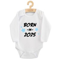 NEW BABY body s dlouhým rukávem BORN IN 2025 modrá vel. 74