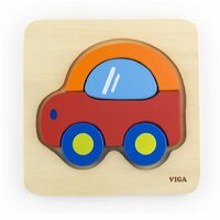 VIGA dřevěné puzzle pro nejmenší AUTO červená