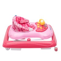 BABY MIX dětské chodítko s volantem a silikonovými kolečky růžová