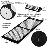 Akupresurní podložka s polštářem MOVIT 130 x 50 cm - černá