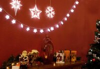 Vánoční dekorace na okno - sada 3 hvězda a vločka LED