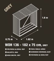 Přístřešek na dřevo  G21 WOH 136 - 182 x 75 cm *N