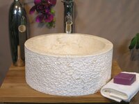 Umyvadlo z přírodního kamene MIRUM 509 Ø40 cm Cream