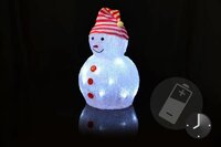 Vánoční dekorace - Akrylový sněhulák - studeně bílá