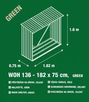 Přístřešek na dřevo  G21 - 136 x 182 x 75 cm, zelený *N