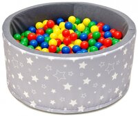 NELLYS bazén pro děti 90 x 40 cm kruhový tvar s hvězdičkami + 200 balónků šedá NELLYS bazén pro děti 90 x 40 cm kruhový tvar s hvězdičkami + 200 balónků šedá