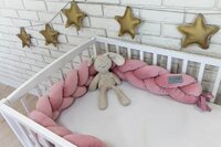 BABY NELLYS mantinel do postýlky PLETENÝ COP VELVET růžová