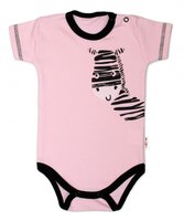 BABY NELLYS body s krátkým rukávem ZEBRA růžová vel. 50