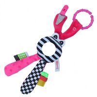 Hencz Toys edukační hračka s chrastítkem zajíček, zrcátko růžová