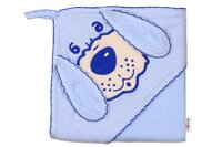 BABY NELLYS dětská osuška s kapucí PEJSEK 80x80 cm modrá