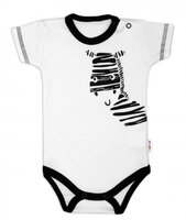 BABY NELLYS body s krátkým rukávem ZEBRA bílá vel. 50