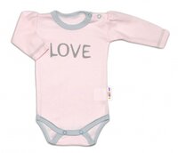 BABY NELLYS body s dlouhým rukávem LOVE růžová vel. 56