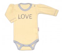 BABY NELLYS body s dlouhým rukávem LOVE žlutá vel. 62