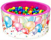 NELLYS bazén pro děti 90 x 40 cm kruhový tvar s balónky + 200 balónků růžová