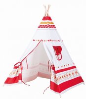 Stan pro děti teepee, týpí bílý, červený Stan pro děti teepee, týpí bílý, červený