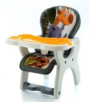 EURO BABY dětská jídelní židlička 2v1 ŽIRAFA oranžová