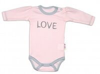BABY NELLYS body s dlouhým rukávem LOVE růžová vel. 56