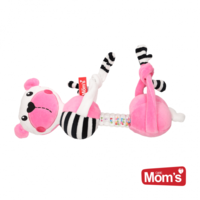 Hencz Toys edukační hračka závěsná s chrastítkem medvídek růžová