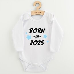 NEW BABY body s dlouhým rukávem BORN IN 2025 modrá vel. 74