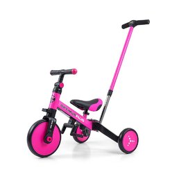 MILLY MALLY dětská tříkolka s vodící tyčí 4v1 Optimus Plus růžová