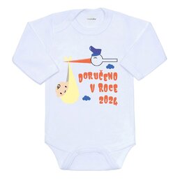 NEW BABY body s dlouhým rukávem Doručeno v roce 2024 bílá vel. 62