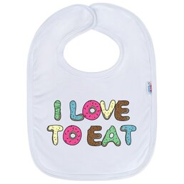NEW BABY kojenecký bavlněný bryndák I LOVE TO EAT bílá