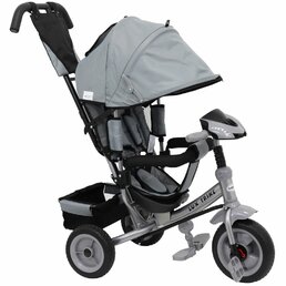 BABY MIX dětská tříkolka s vodící tyčí LED LUX TRIKE šedá