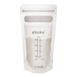 AKUKU 30 ks sterilní sáčky pro skladování mléka a pokrmů 150 ml bílá
