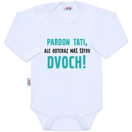 NEW BABY body dlouhým rukávem Pardon tati,... máš šéfov dvoch! bílá vel. 50