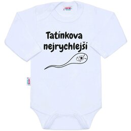 NEW BABY body s dlouhým rukávem Tatínkova nejrychlejší bílá vel. 68