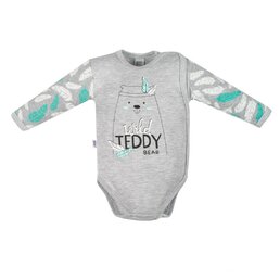 NEW BABY body s bočním zapínáním TEDDY WILD šedá vel. 50