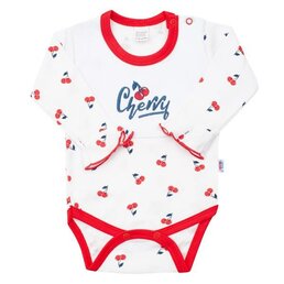 NEW BABY body s dlouhým rukávem CHERRY bílá vel. 80