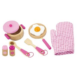 VIGA dětské dřevěné nádobí Snídaně růžová
