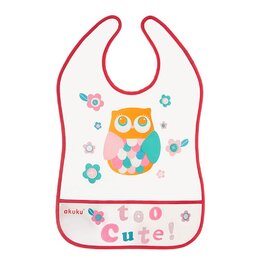 AKUKU dětský bryndák s kapsičkou OWL červená