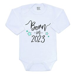 NEW BABY body s dlouhým rukávem Born in 2023 bílá vel. 50