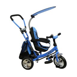 BABY MIX dětská tříkolka s vodící tyčí SAFARI modrá