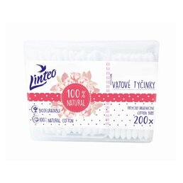 LINTEO 200 ks papírové vatové tyčinky v boxu 100% NATURAL bílá