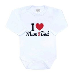 NEW BABY body s dlouhým rukávem I Love Mum and Dad červená vel. 62