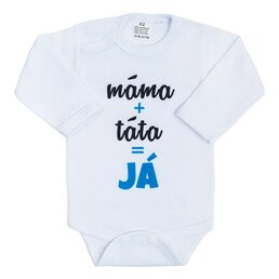 NEW BABY body s dlouhým rukávem máma+táta=JÁ modrá vel. 56