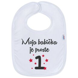 NEW BABY kojenecký bavlněný bryndák Moja babička je proste 1 bílá