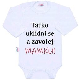 NEW BABY body s dlouhým rukávem zavolej MAMKU! bílá vel. 50