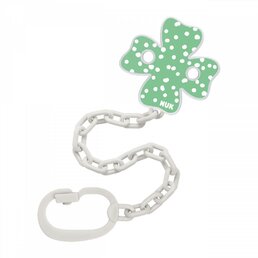 NUK řetízek na šidítko s klipem zelená