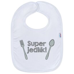 NEW BABY kojenecký bavlněný bryndák SUPER JEDLÍK! bílá