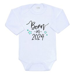 NEW BABY body s dlouhým rukávem Born in 2024 bílá vel. 56