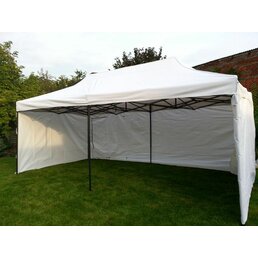 Zahradní párty stan DELUXE nůžkový + boční stěny - 3 x 6 m bílý *N
