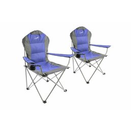 Set skládací kempingová rybářská židle Divero Deluxe 2 kusy - modro/šedá