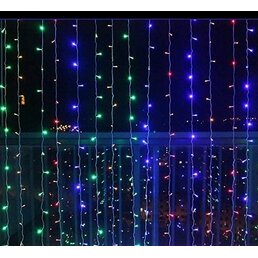 Vánoční osvětlení - světelný závěs - 3x3 m barevná 300 LED